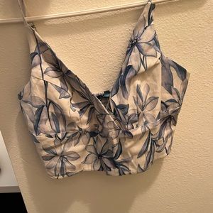 Floral Blue and White Crop Top